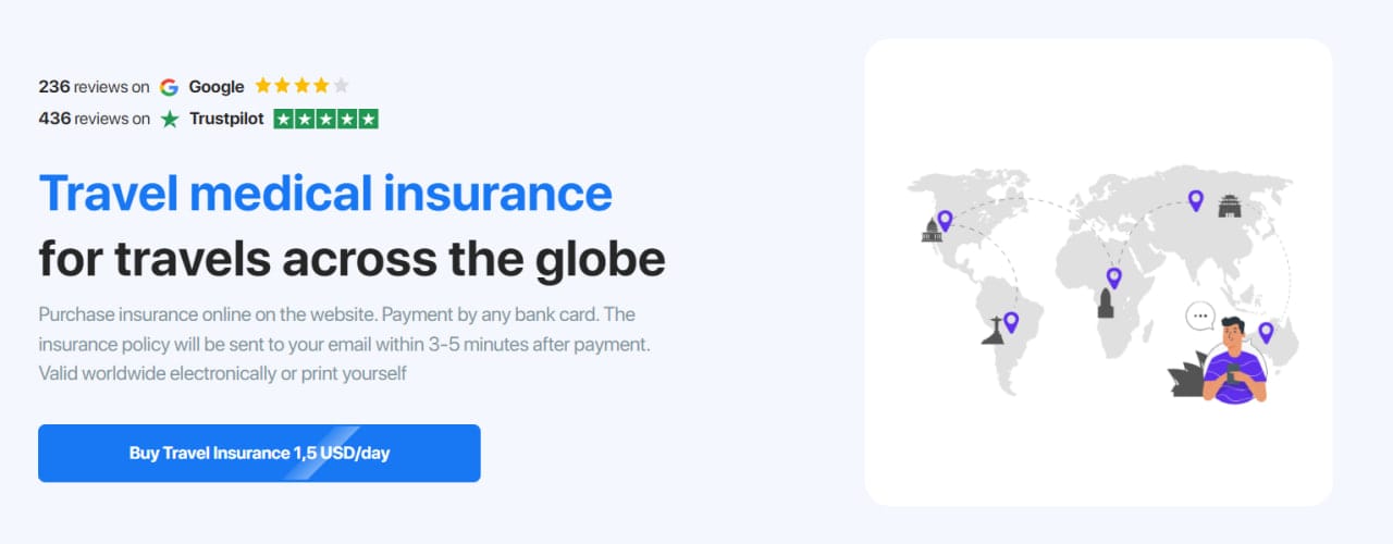 AURAS Travel Insurance company homepage banner
