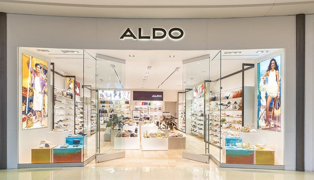 Aldo Shoes retail store front displaying footwear collections at The Mall at Millenia