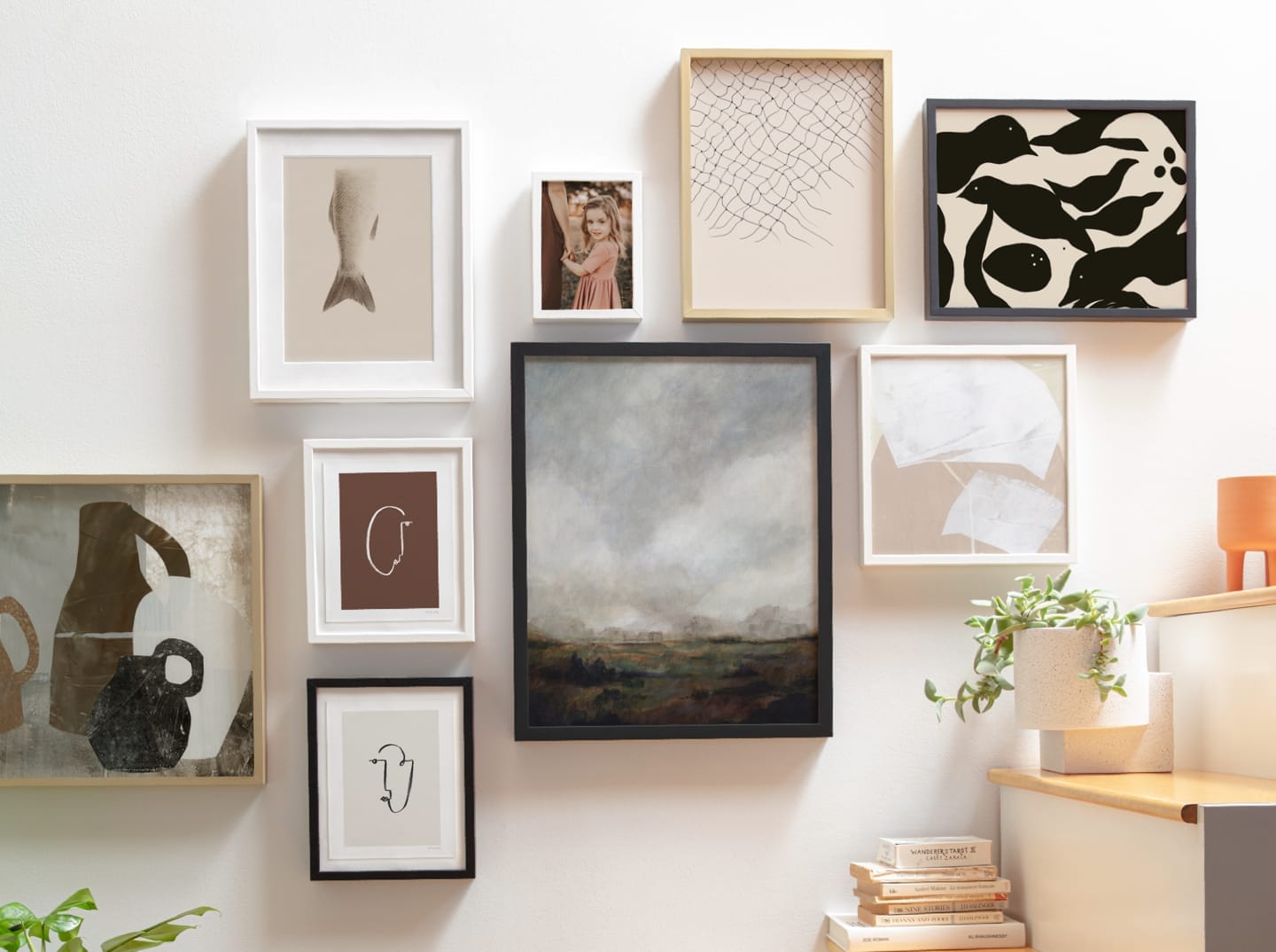 Minted gallery wall inspiration showing curated art prints in a modern home setting