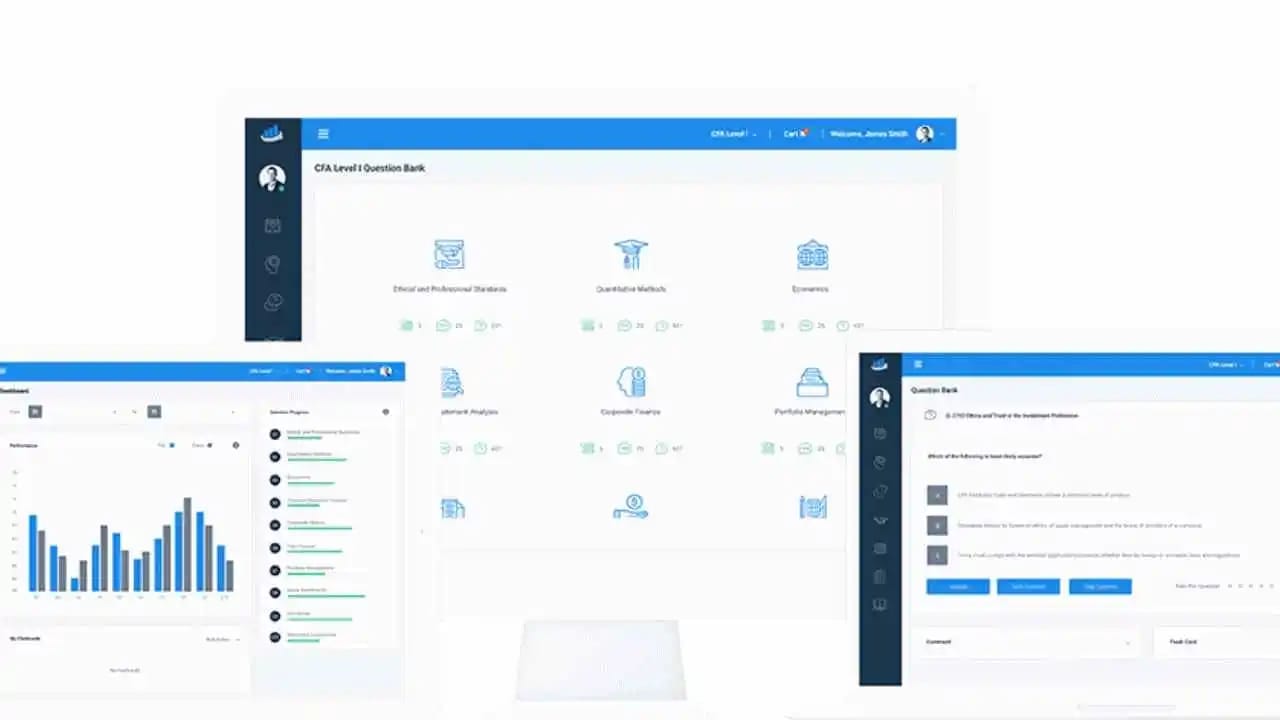 AnalystPrep CFA Exam Prep Platform Interface showing course options for all three CFA levels