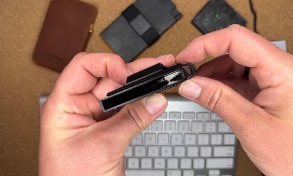 Ekster Cardholder Pro wallet featuring card ejection mechanism