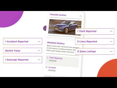 Bumper vehicle history reports app listing