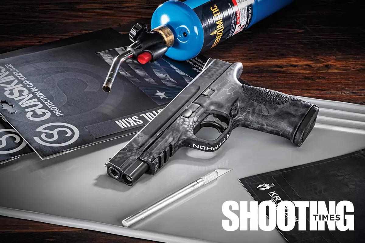 GunSkins firearm customization wrap installed on a rifle