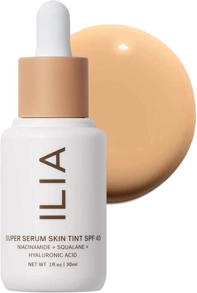 Ilia Super Serum Skin Tint SPF 40 product bottle with dropper