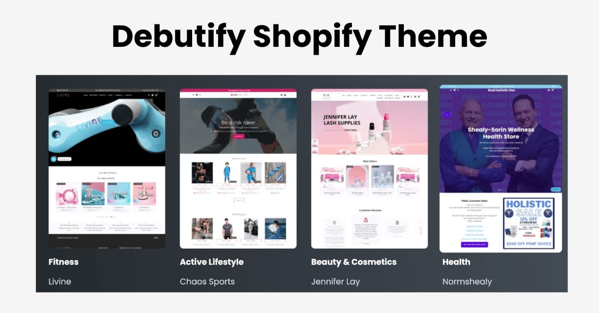 Debutify Shopify theme interface showing built-in conversion features