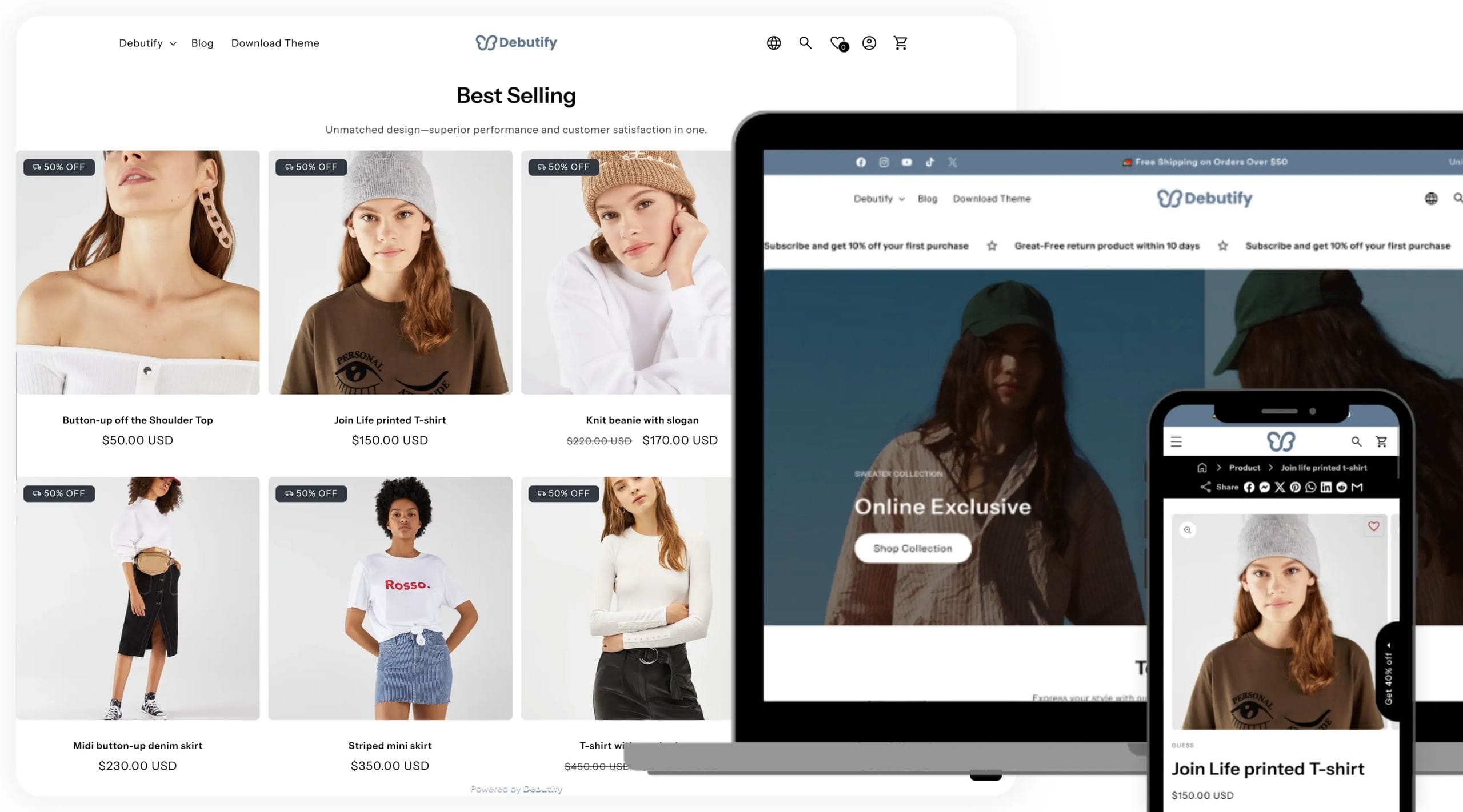 Debutify Shopify Theme official interface and conversion features