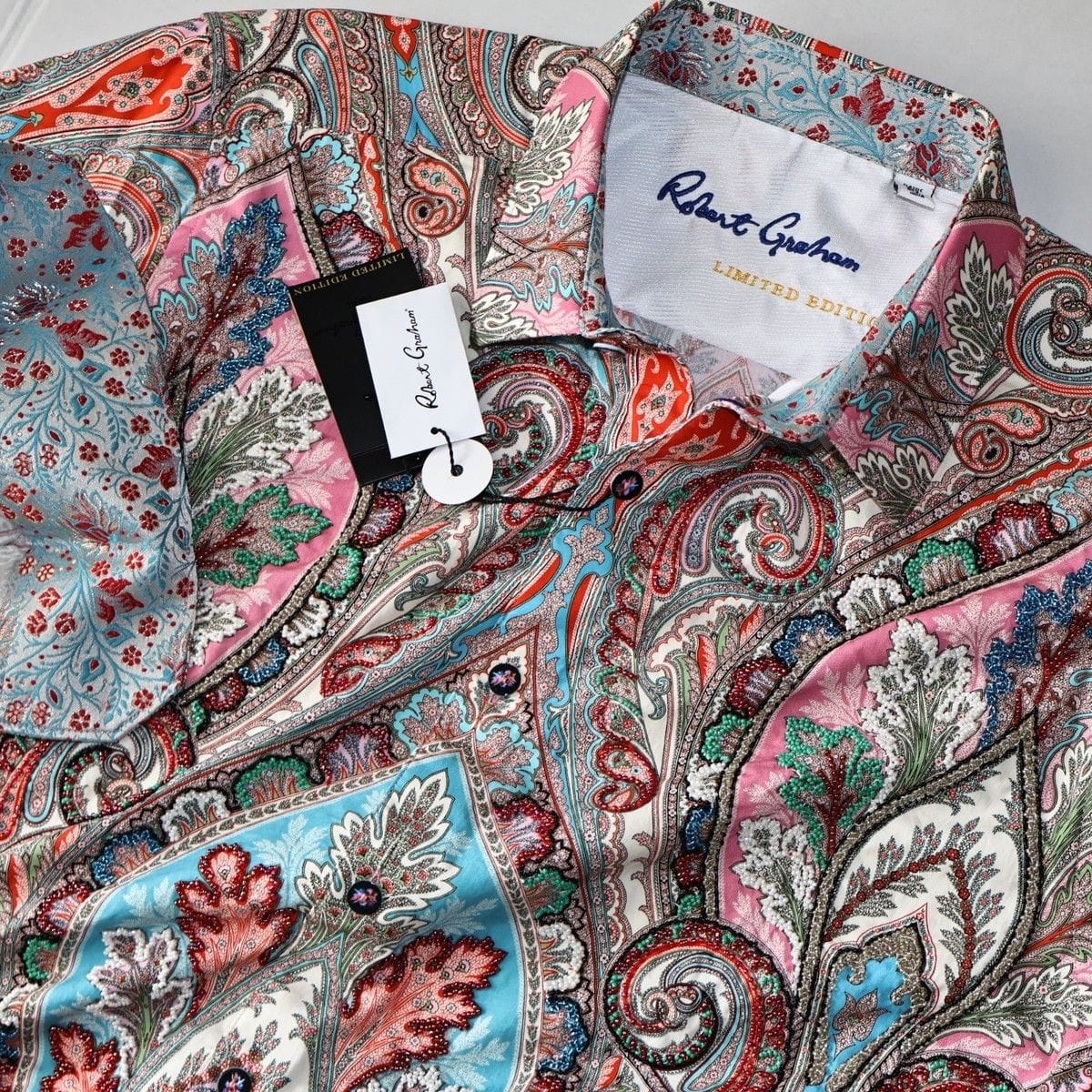Robert Graham limited edition embroidered shirt showcasing intricate design details and luxury craftsmanship