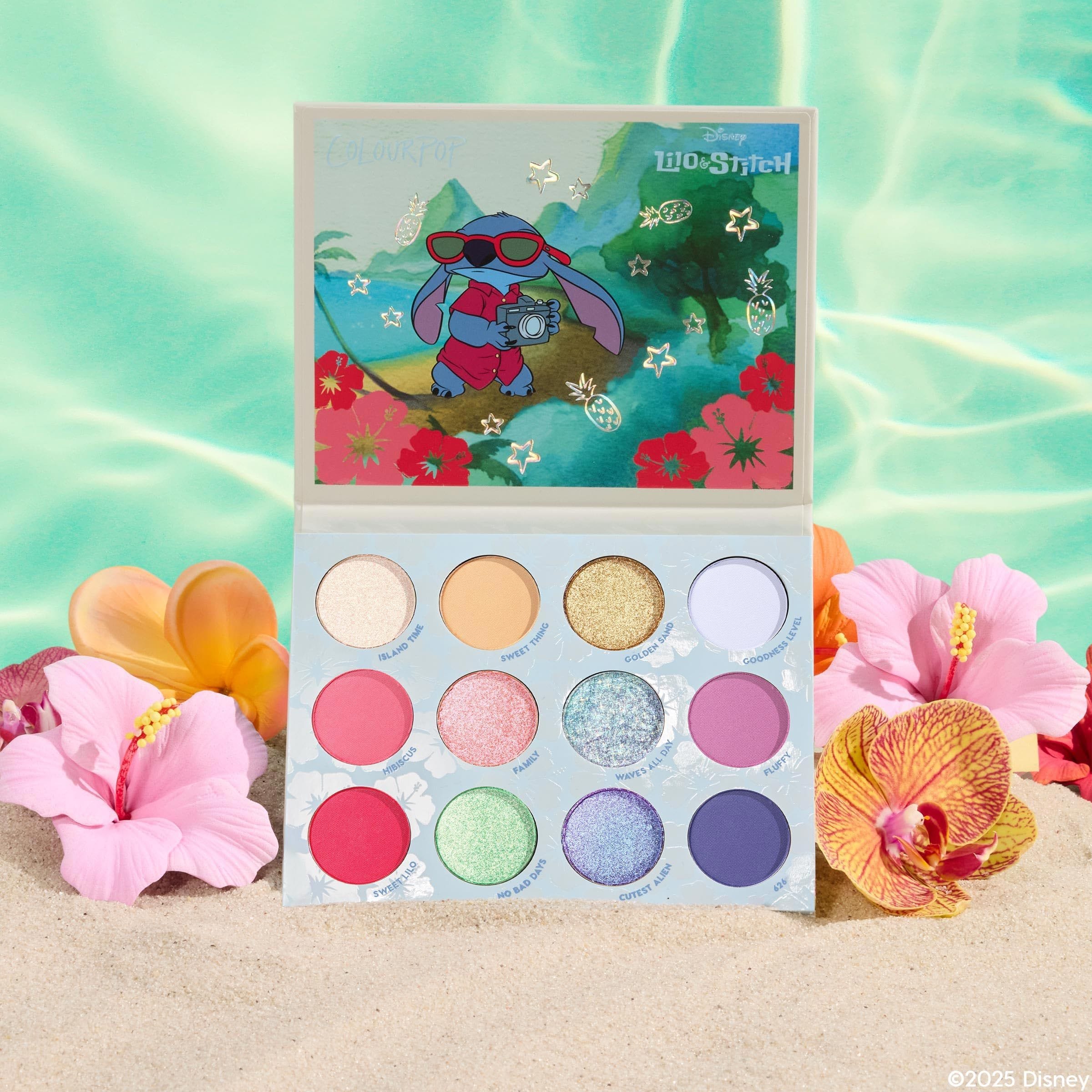 ColourPop Going Coconuts Eyeshadow Palette showing various shimmery and matte shades