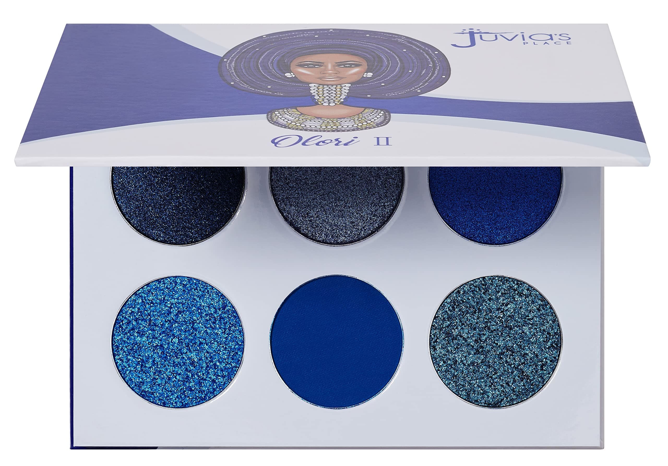 Juvia's Place blue eyeshadow palette demonstrating exceptional pigmentation