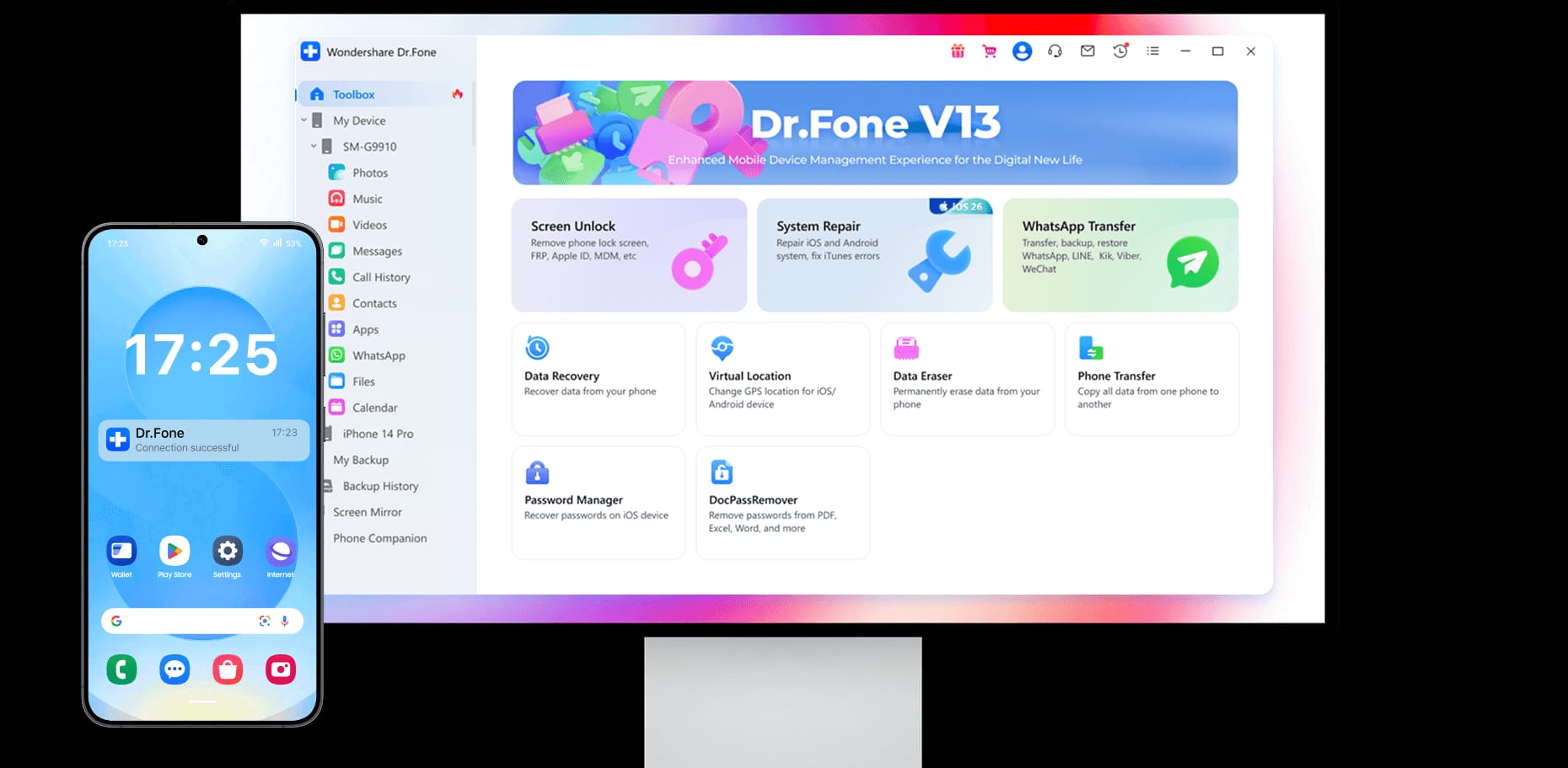 Dr. Fone official mobile solution toolkit interface