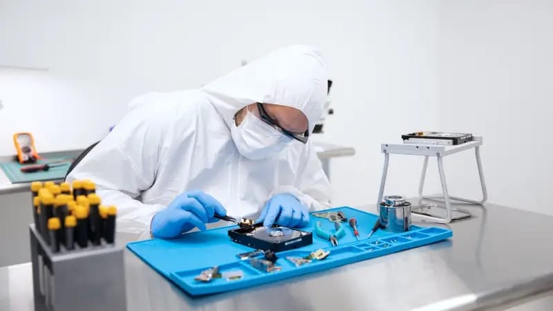 Professional data recovery clean room lab environment at Secure Data Recovery