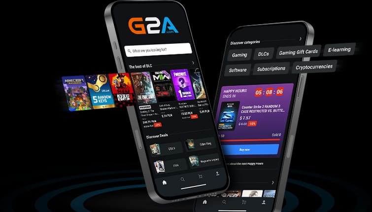G2A marketplace official corporate website showing game listings