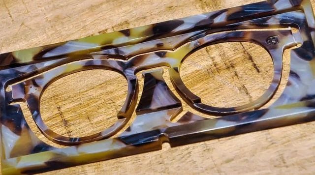 Premium acetate eyewear production process showcasing hand-polished craftsmanship