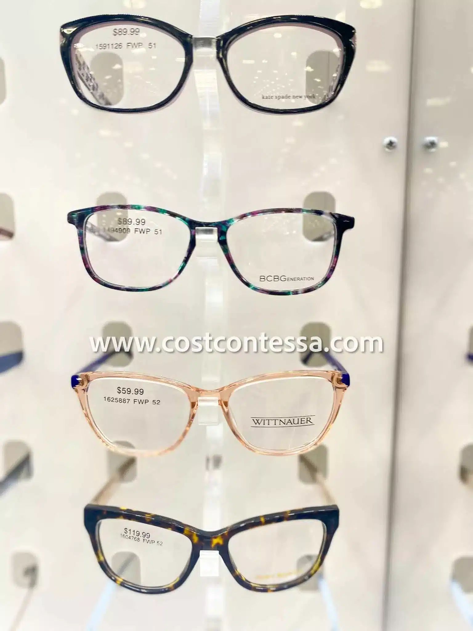 Costco Optical department store showing eyeglasses displays and professional fitting services