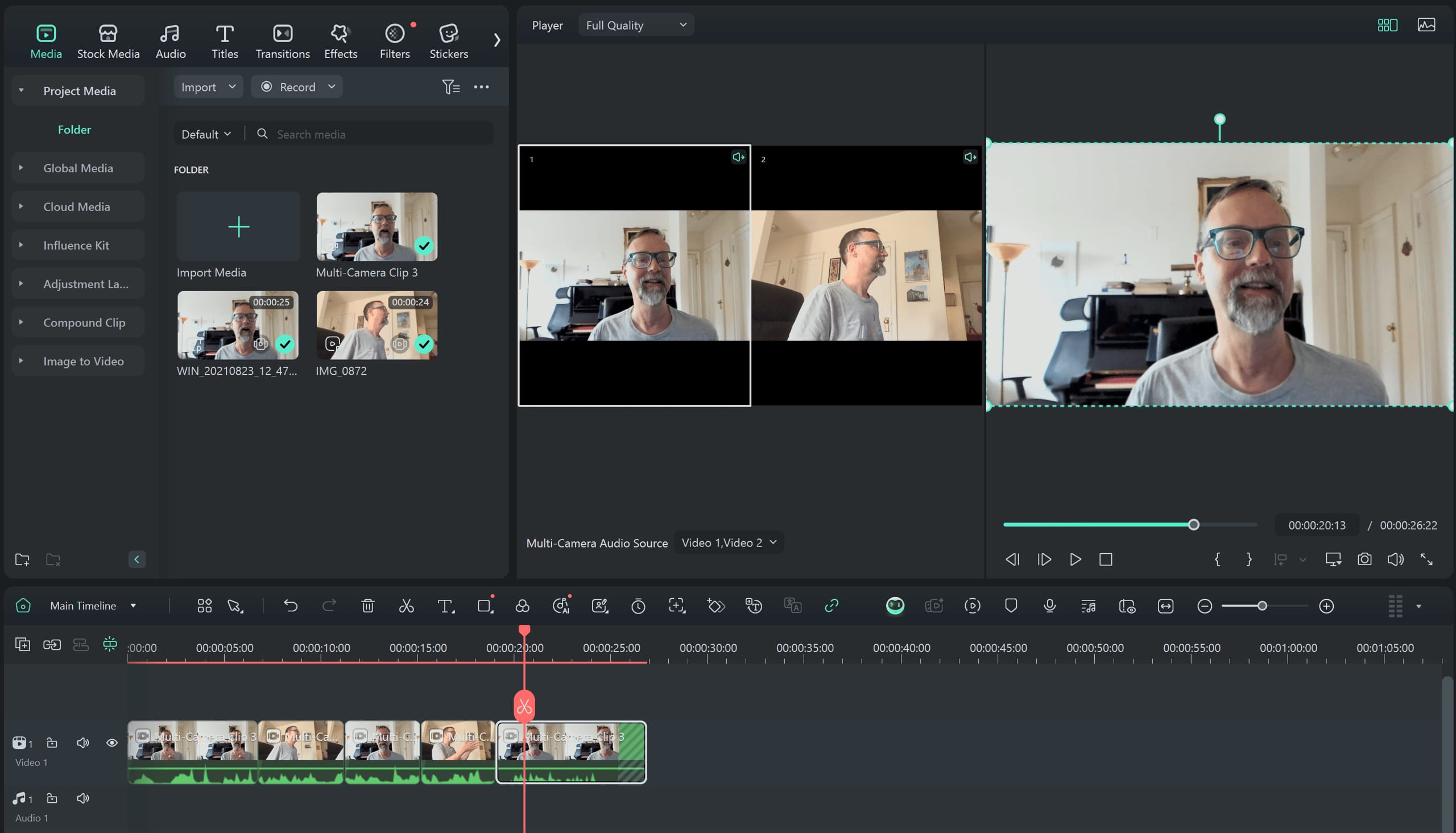 Wondershare Filmora video editor interface screenshot from PCMag review 2025