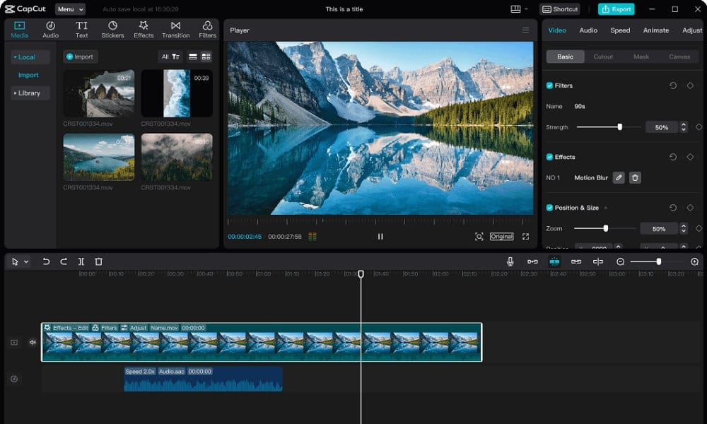 CapCut desktop video editor interface showing AI editing features