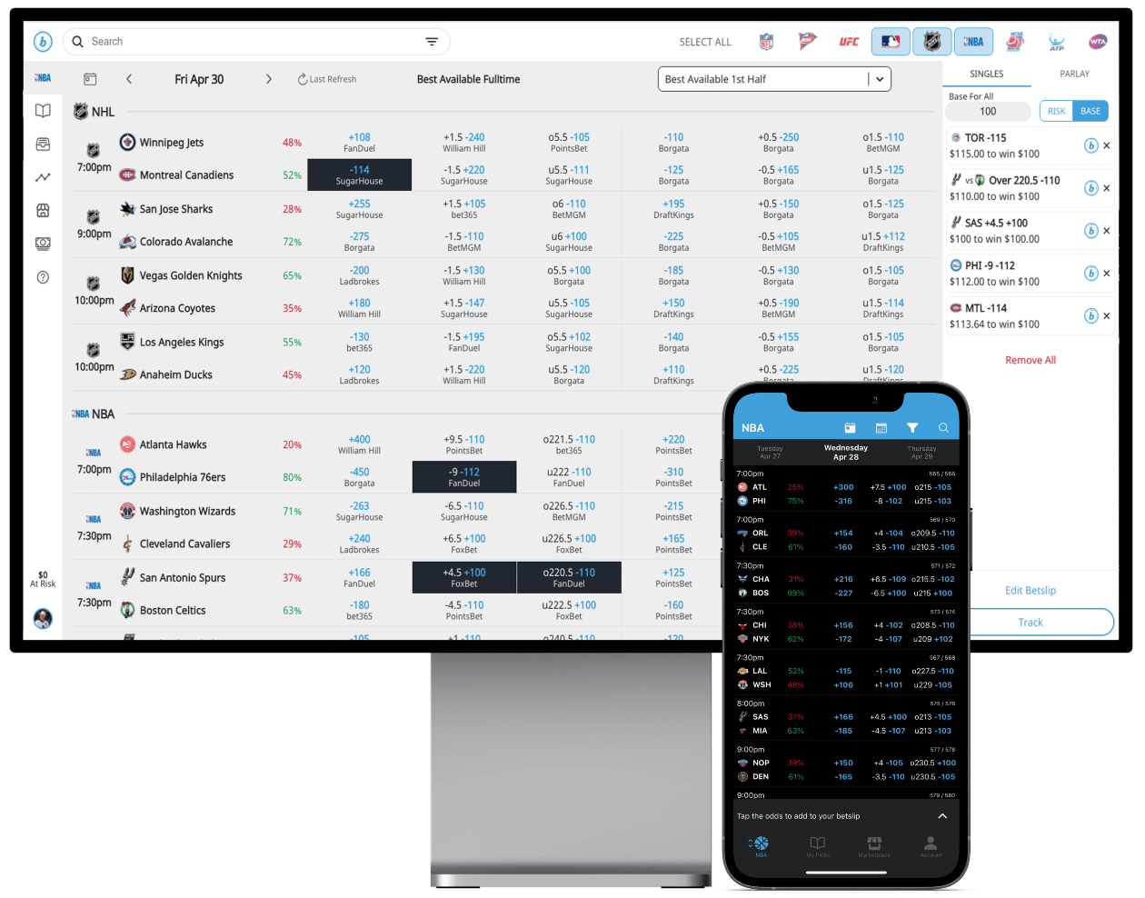 BetStamp bet tracking app interface showing transparent bet records and performance metrics