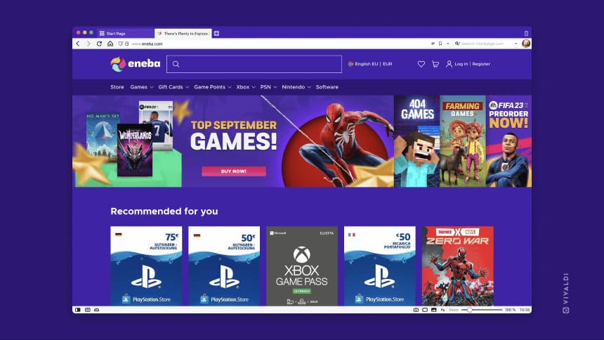 Eneba gaming marketplace platform interface