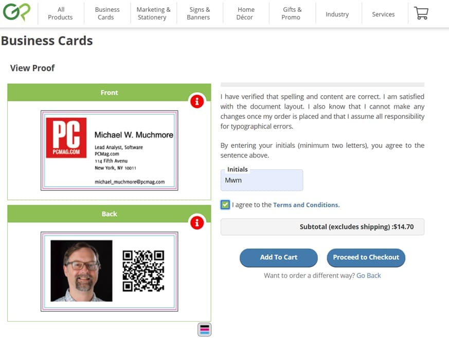 GotPrint review on PCMag showing the platform interface and product options