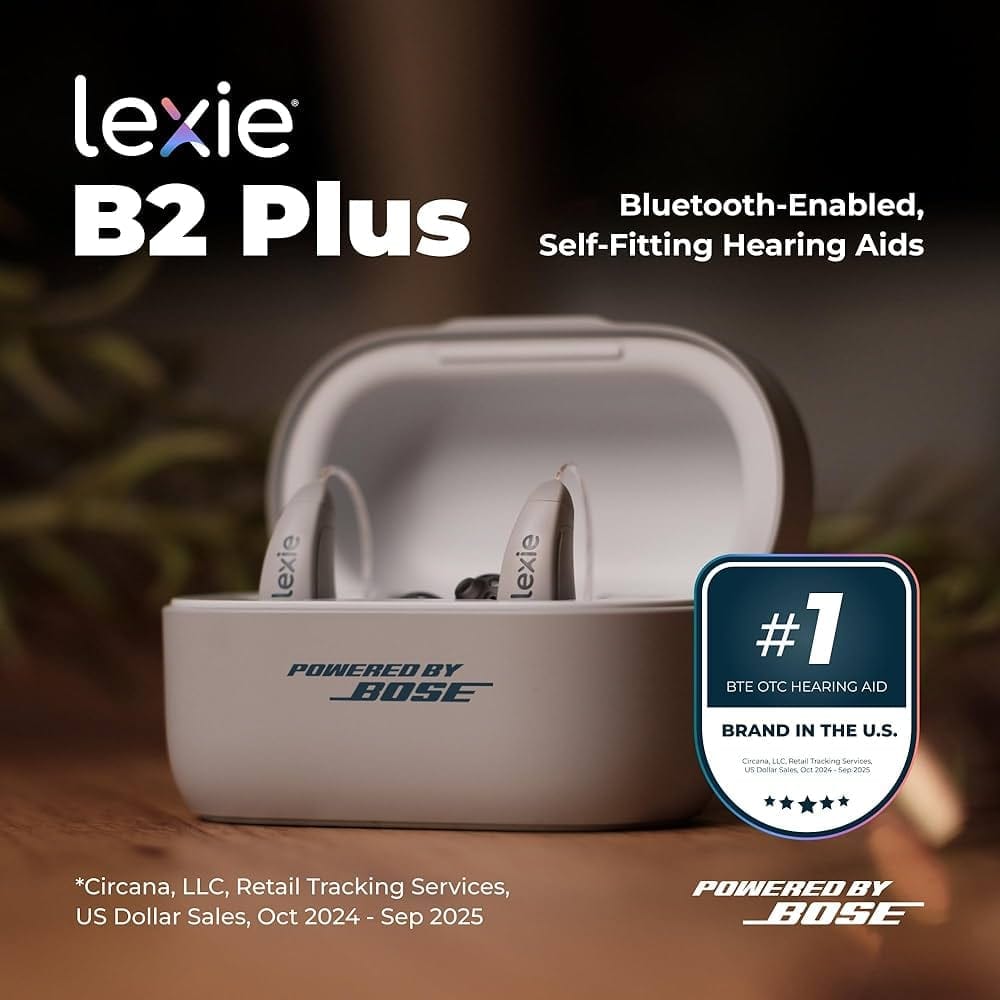 Lexie B2 Plus hearing aids powered by Bose with case