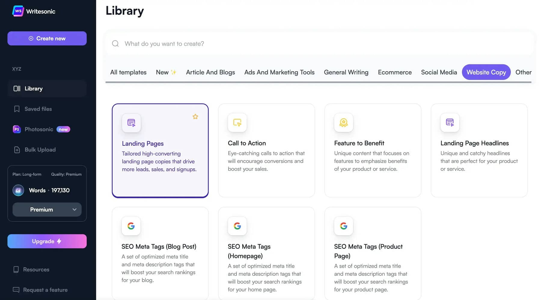 Writesonic AI SEO content strategy tool interface
