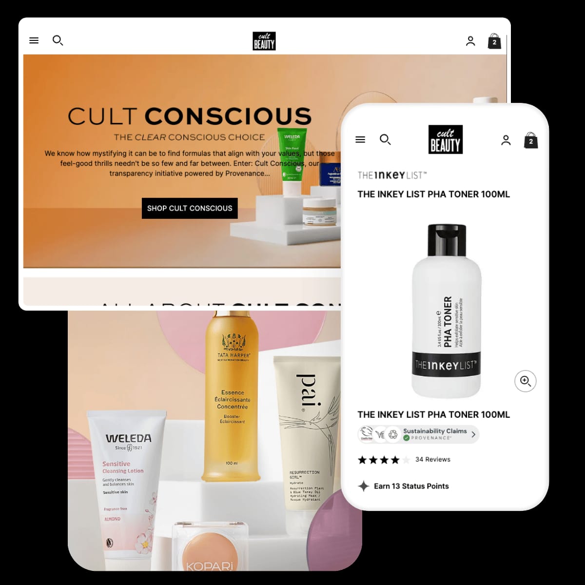 Cult Beauty online store showing curated beauty products and transparent pricing for international shoppers