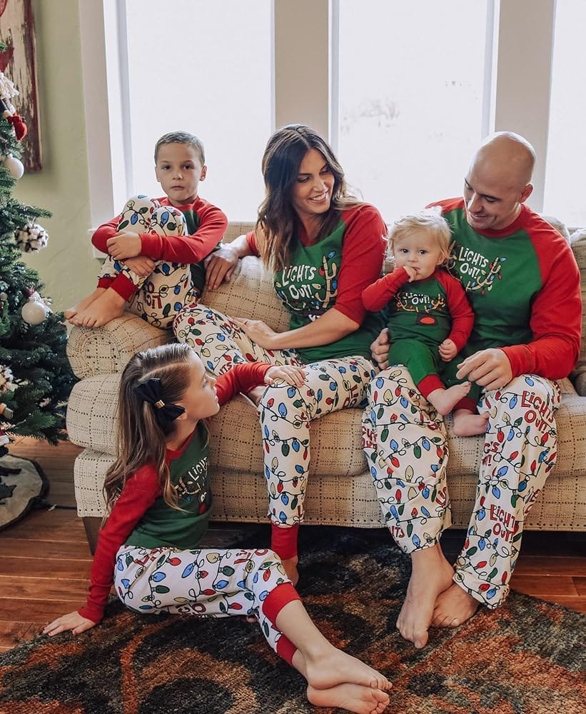 LazyOne family matching Christmas pajamas displayed on Amazon
