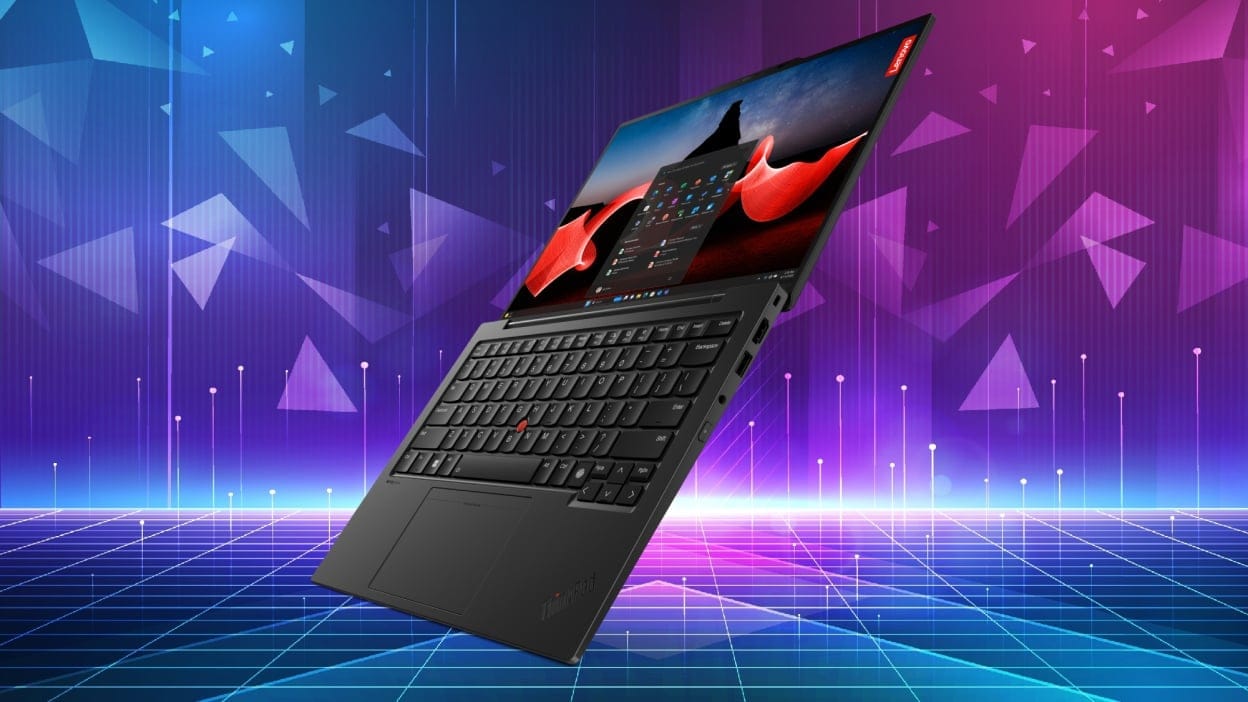 Lenovo ThinkPad X1 Carbon Gen 12 laptop showcasing premium business design