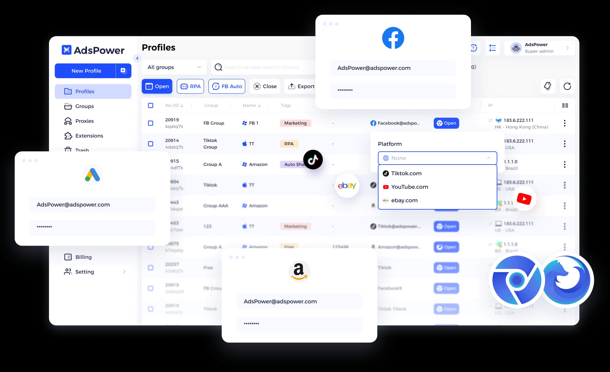 AdsPower anti-detect browser for multi-account management and automation