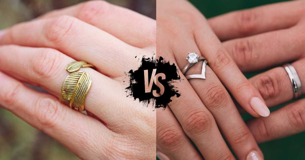 Brass vs Sterling Silver jewelry comparison showing material differences