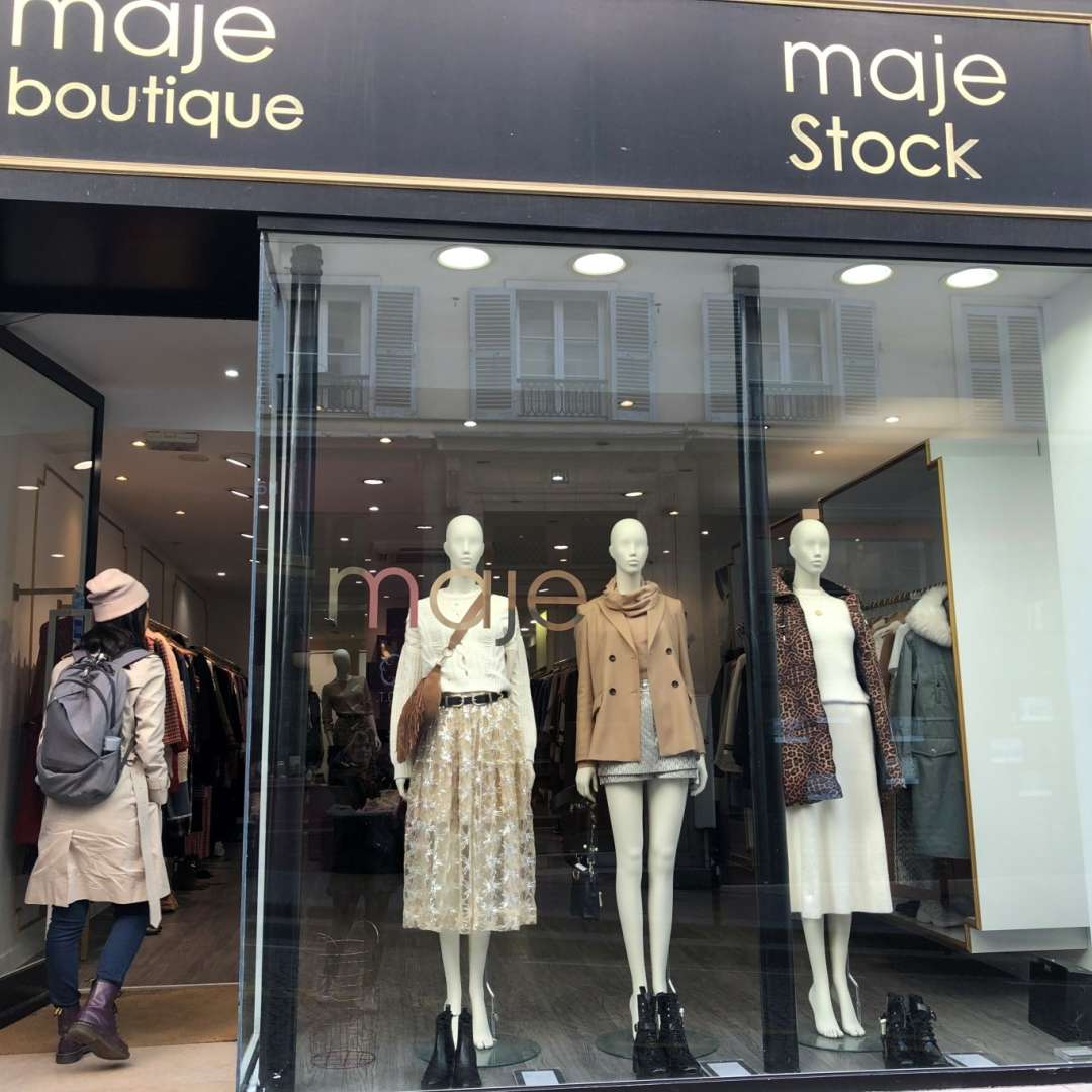 Maje Paris fashion brand storefront showcasing the sister brand of Sandro