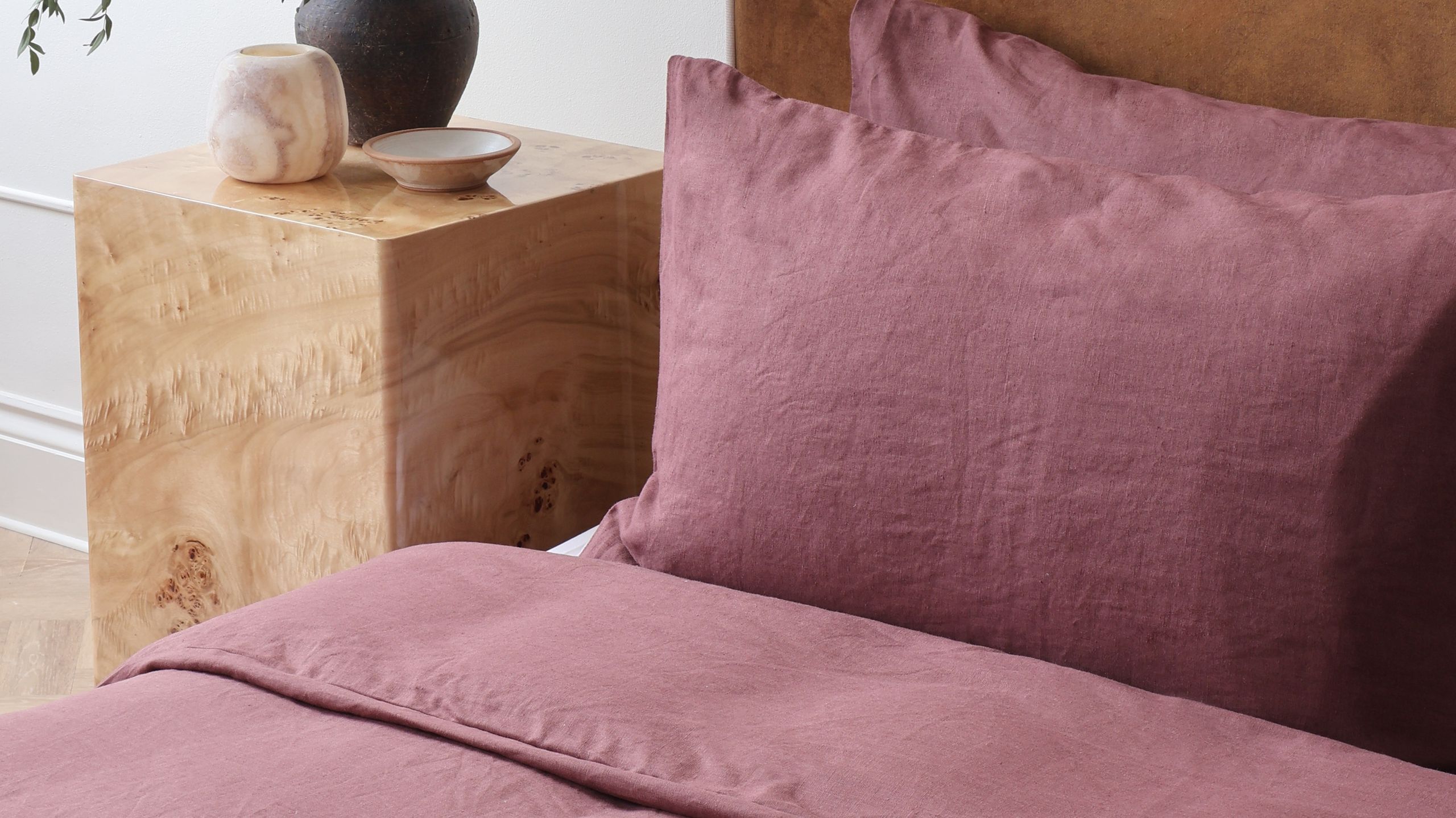 Bed Threads luxury flax linen bedding in colorful tones showcasing Australian brand aesthetic