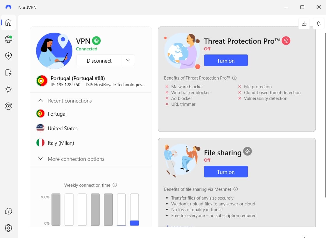 NordVPN vs ExpressVPN interface comparison showing both desktop applications side by side
