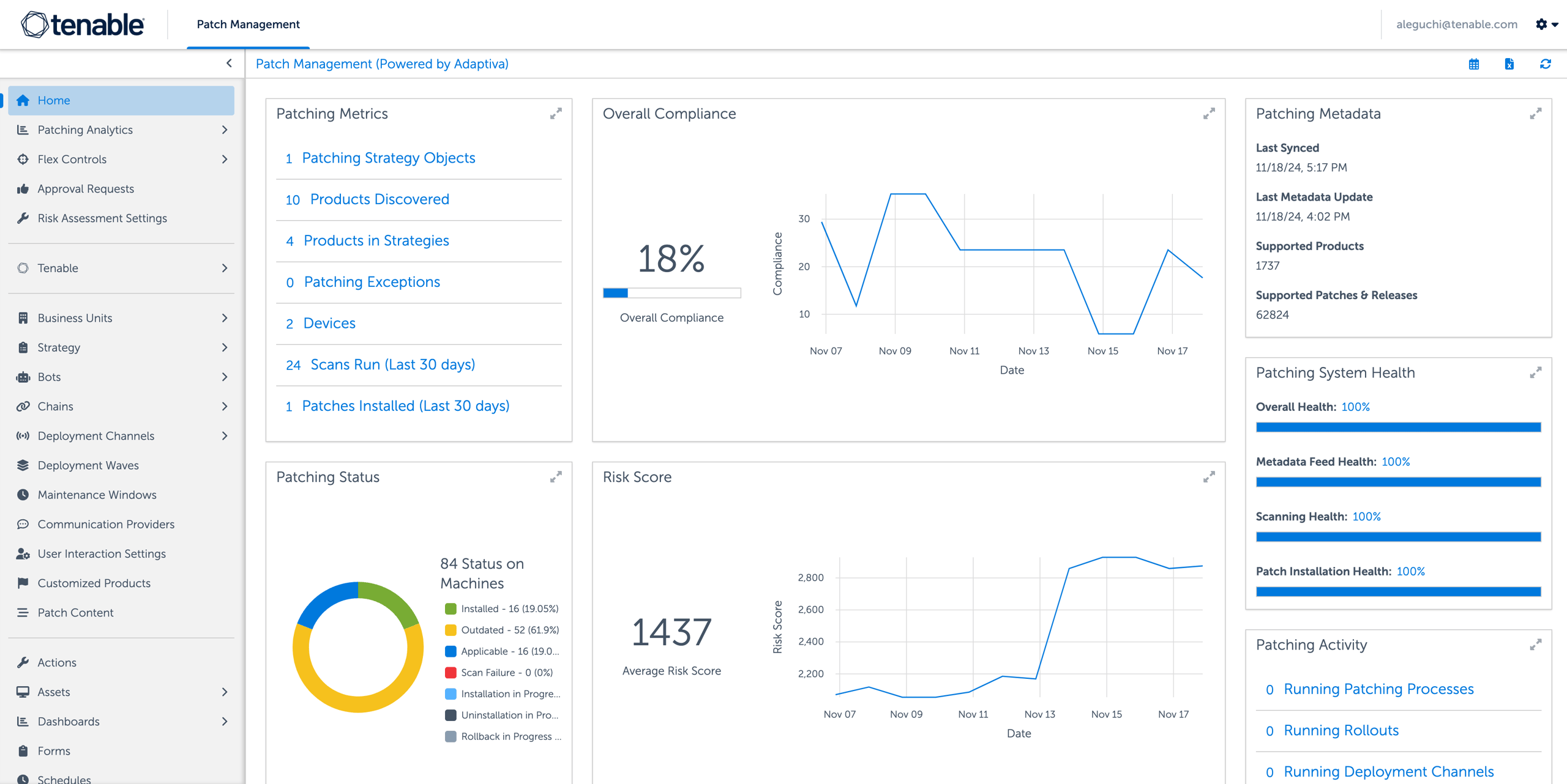 Tenable Vulnerability Management platform dashboard interface