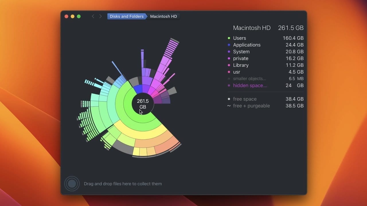 DaisyDisk storage visualization interface on Mac