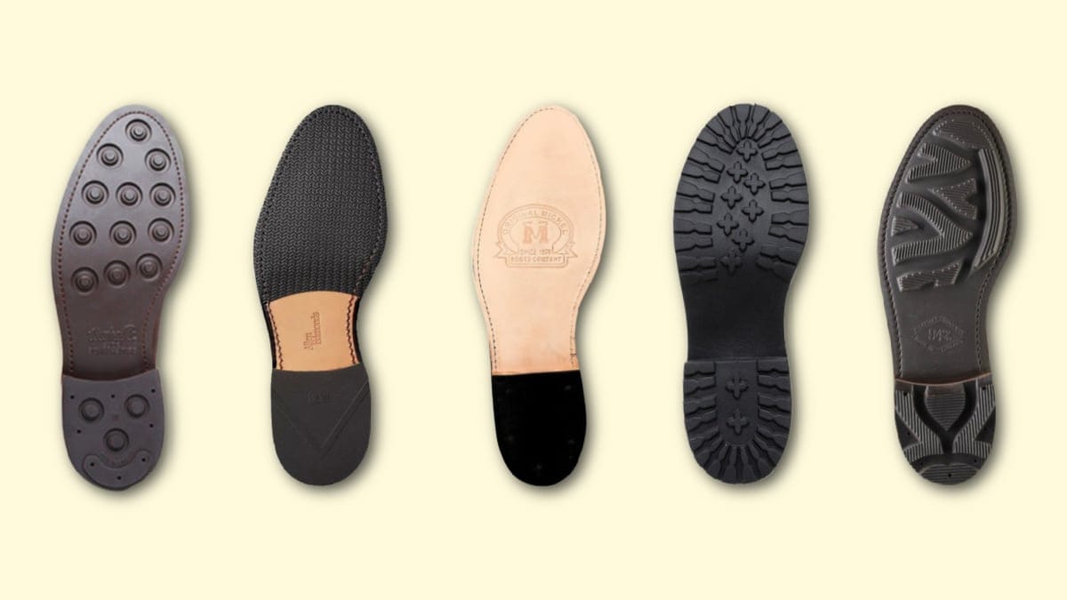 Different types of boot soles illustrating construction quality differences