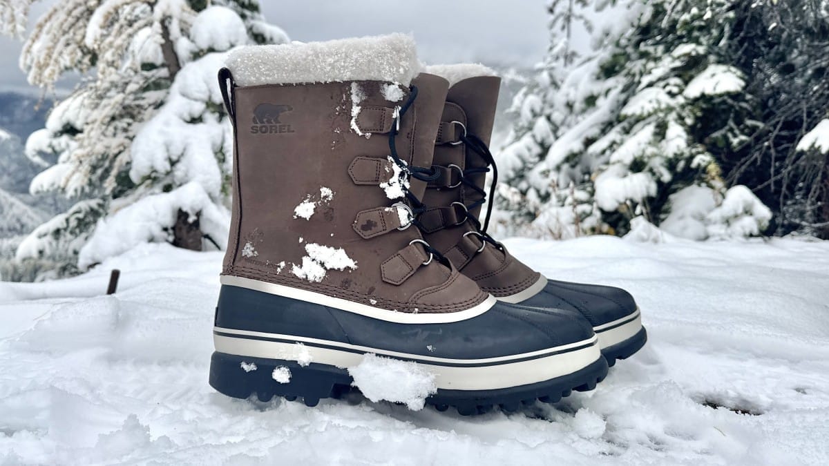 Sorel Caribou winter boot with aggressive traction sole for heavy snow and ice