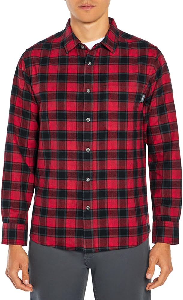 Eddie Bauer men's Bristol flannel plaid shirt showcasing outdoor casual style