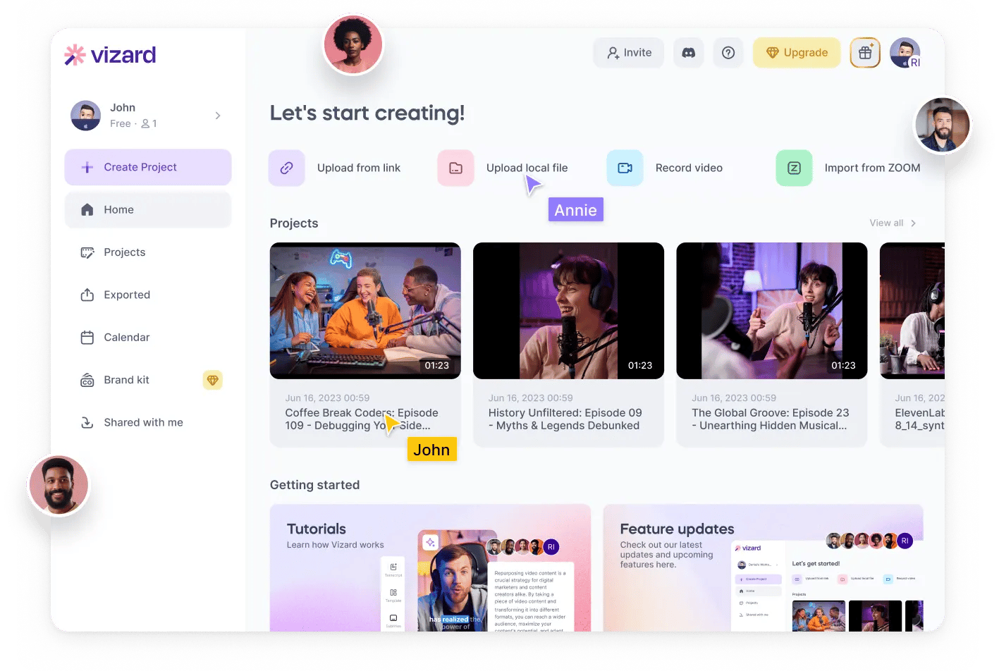 Vizard AI video editing and clipping tool interface
