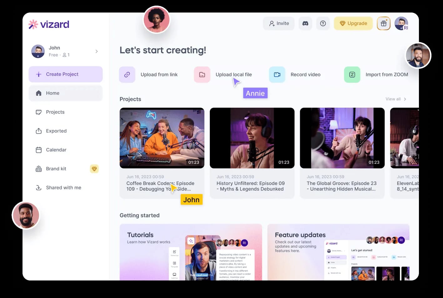 Vizard AI video editing and clipping tool interface