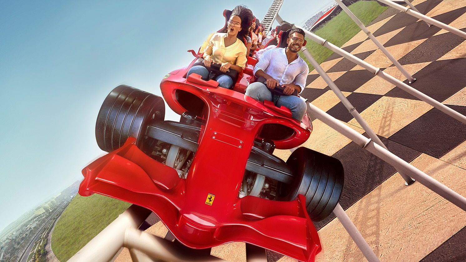 Formula Rossa roller coaster at Ferrari World Abu Dhabi - the world's fastest roller coaster