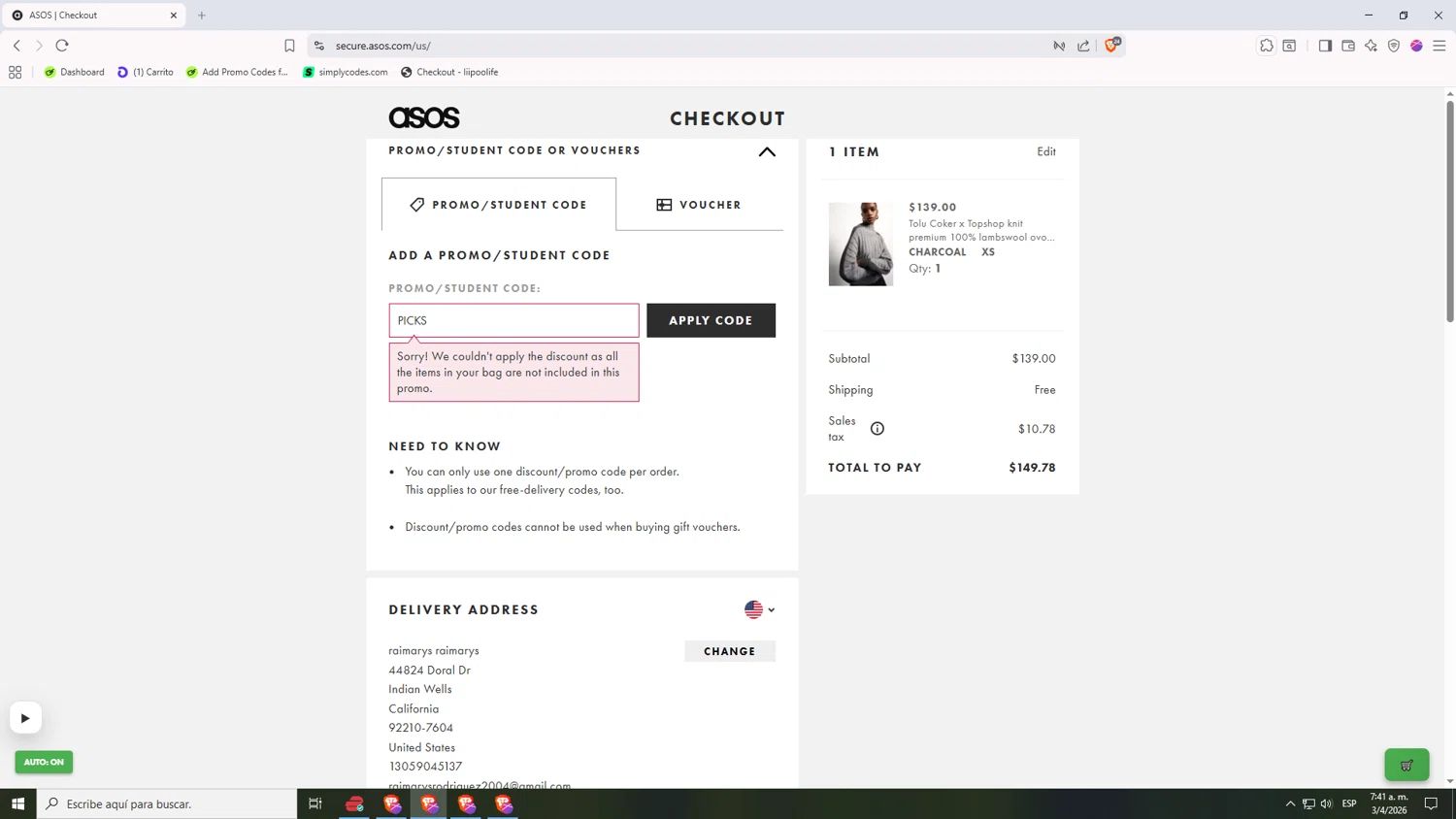 ASOS coupon code tested September 2026 – Coupons Scout