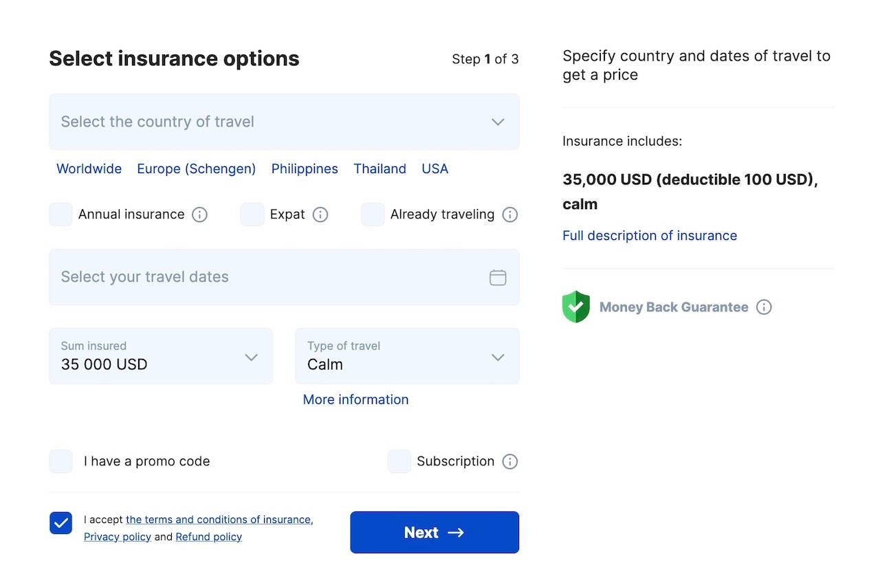AURAS Travel Insurance official product July 2026