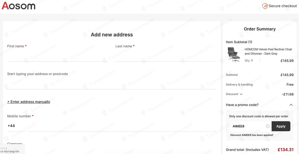 Aosom UK coupon code tested July 2026 – Coupons Scout