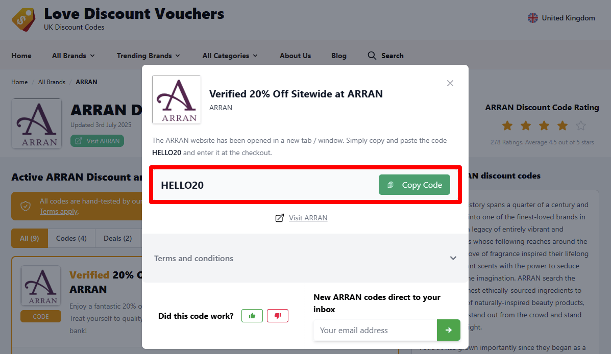 Arran - Sense of Scotland coupon code tested June 2026 – Coupons Scout