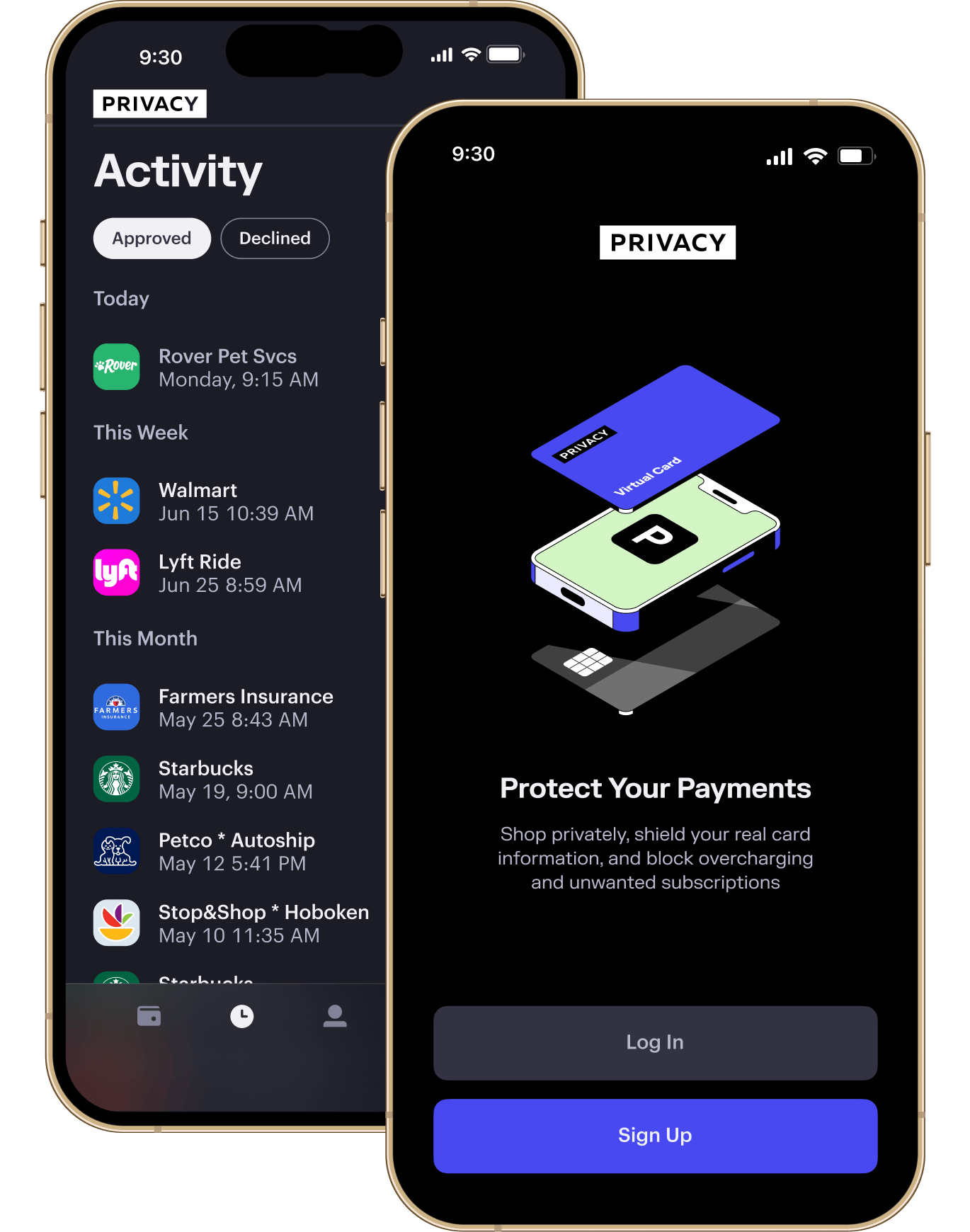 Virtual credit card service Privacy.com showing secure temporary cards for subscription protection