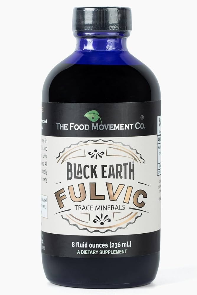 Black Earth fulvic acid liquid trace minerals supplement bottle on white background