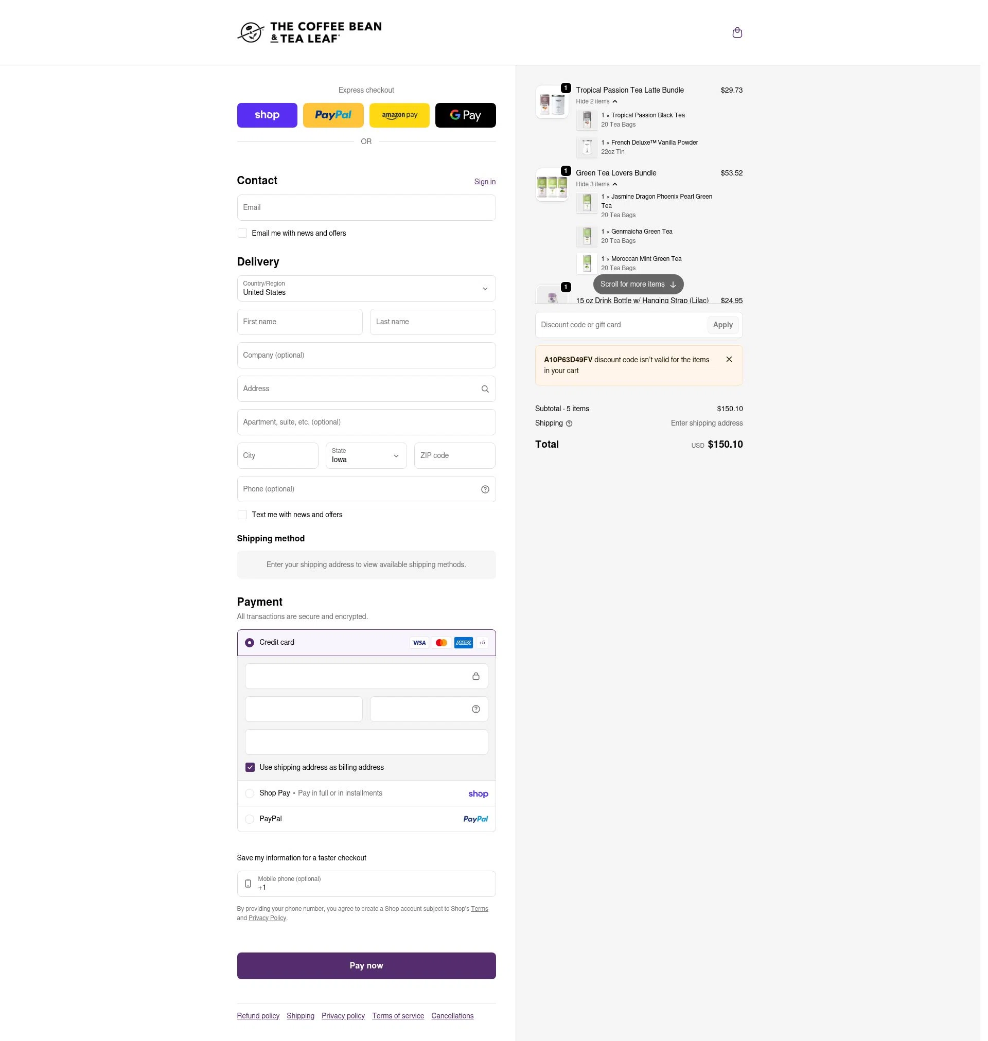 The Coffee Bean & Tea Leaf coupon code tested June 2026 – Coupons Scout