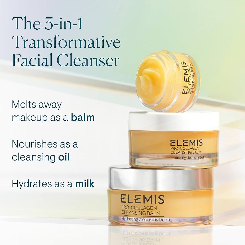 ELEMIS Pro-Collagen Cleansing Balm 3-in-1 daily face cleanser with lavender and chamomile oil blend in iconic blue jar