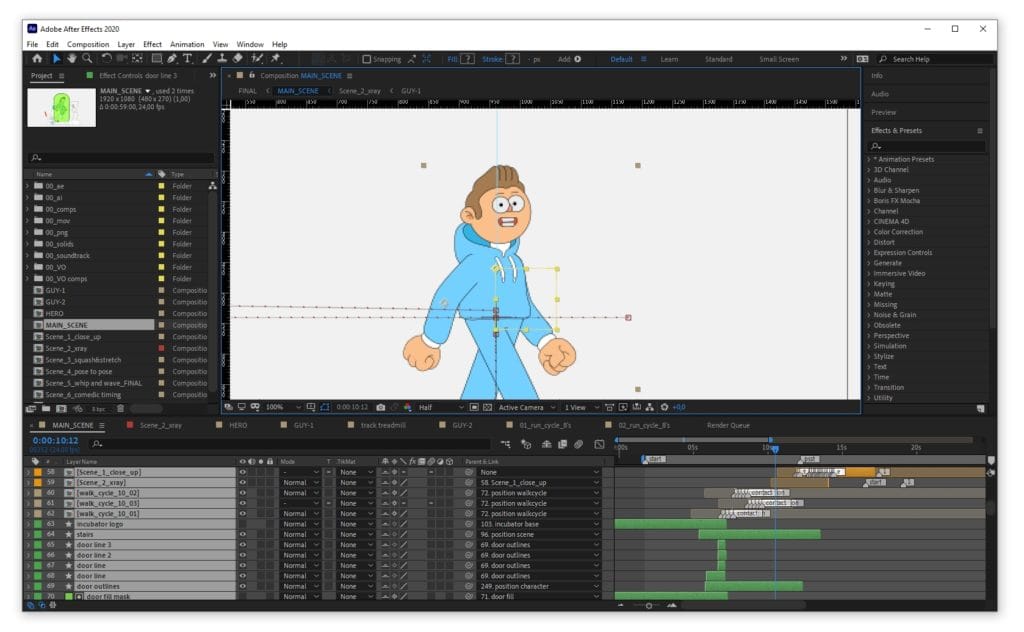 Adobe After Effects motion design interface with timeline panel and compositing workspace for video professionals